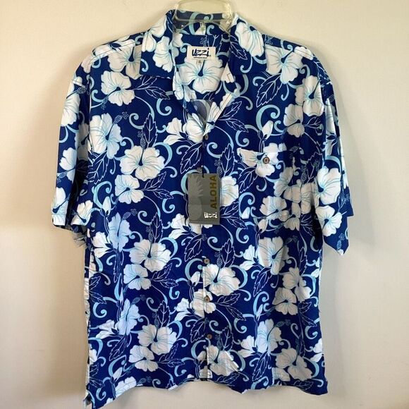 UZZI Blue Hawaiian Shirt Size XL NWT - Picture 1 of 7